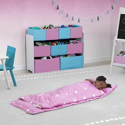 Delta Children Nap Mat - Includes Pillow & Blanket for Toddlers and Kids; Features Carry Handle w/Strap Closure and Name Tag; Rollup Design is Ideal for Preschool and Daycare; Personalization Optional