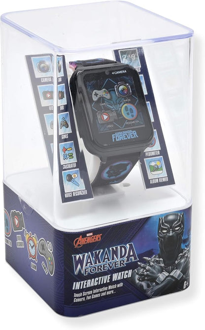 Accutime Kids Marvel Black Panther Black Educational ,Touchscreen Smart Watch Toy for Boys, Girls, Toddlers - Selfie Cam, Learning Games, Alarm, Calculator, Pedometer (Model: AVG4608AZ)