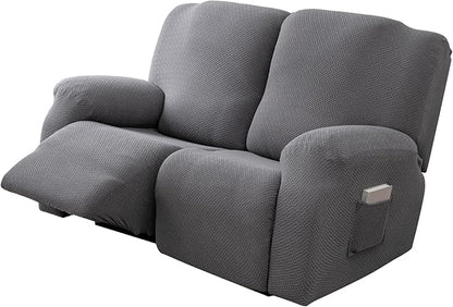 Genina Recliner Loveseat Cover Stretch Couch Covers Sofa slipcover for 2 Seat Reclining Couch Thick Jacquard Furniture Protector (Dark Grey)