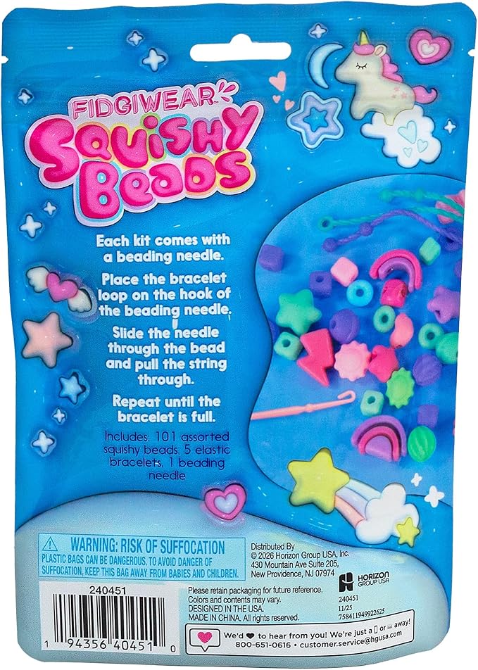 Fidgiwear Squishy Beads – Dreamy Blue Theme, Create Fashionable Fidget Jewelry with Scented Squishy Beads for Jewelry Making, Toddler Sensory Bracelet Making Kit for Ages 3+
