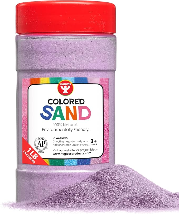 Hygloss Products Colored Play Sand - Assorted Colorful Craft Art Bucket O' Sand, Lavender, 1 lb