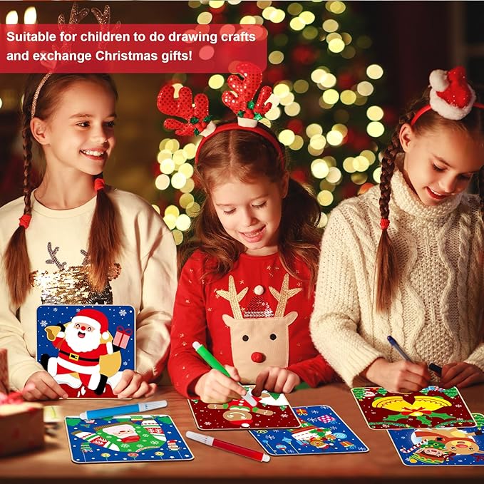 12 Pack Christmas Wooden Puzzles for Toddlers Christmas Puzzles Coloring Craft Kit for Kids Christmas Stocking Stuffers Crafts Toys Winter Xmas Party Favors Gifts Jigsaw Puzzle