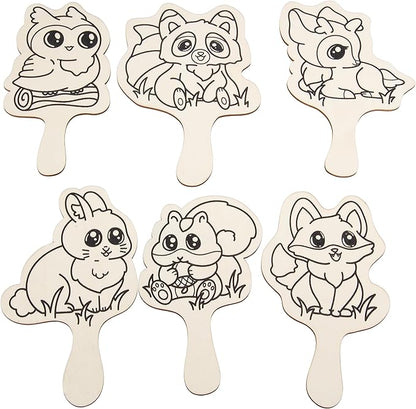 Paint Your Own Mirror Kids Party Craft Kits(12 Forest Friends Wood Mirrors w Paints)-Each Kit Has its Own Brush, Paint, & Project-Fun, Unique Birthday Favors, Valentines Classroom School Activity Gift