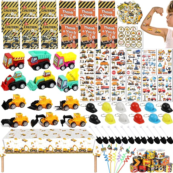 Construction Party Favors – Construction Party Bags Goodie Bag Stuffers Construction Themed Party Supplies for Kids, Birthday Party & Classroom Rewards for Boys and Girls