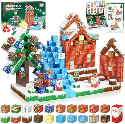 Magnetic Blocks - 150 PCS Build Magnetic Frozen Christmas - Magnetic Toys for Montessori Toddler Christmas Birthday Gifts - STEM Sensory Toys for 3 4 5 6 7 8 9 10 Year Old Boys & Girls