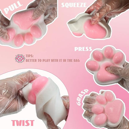 Large Cat Paw Taba Squishy Squeeze Toys 5-inch Furry Pink Cute Fufu Squishy Sensory Stress Relief Fidget Toys for Party Favors Sensory Anxiety Toys for Adults (Plush Pink)