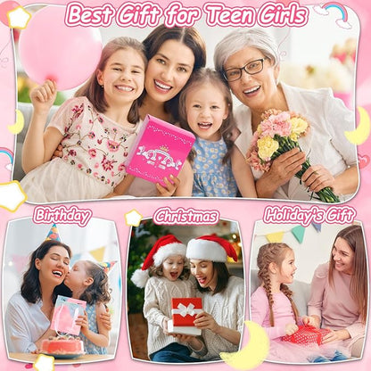 Charm Bracelet Making Kit for Girls, 140 PCS DIY Craft Bead Sets Jewelry Making Kit for Teen Girls Age 8-12, Portable Bracelet Organizer Gift Box for Teenage Birthday Christmas Stocking Gift
