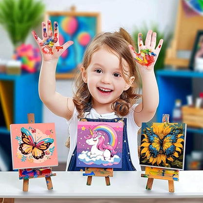 2 Pack Paint by Numbers Kit for Kids Butterfly Paint by Number Kits Age 4-8 Painting Canvas for Kids Ages 8-12 Girls Framed Canvas Paint by Numbers Drawing Kit Color by Numbers Kit for Kids 8x8 Inch