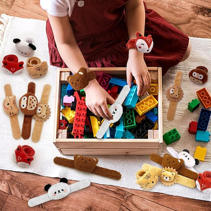 12 PCS Stuffed Animal Slap Bracelets Plush Animal Slap Bracelets Cute Wrist Slap Band Toy Wrist Animals Wrist Pets Slap Bracelet Wrist Toy for Boys Girls Easter Birthday Gifts Party Favors 6 Styles