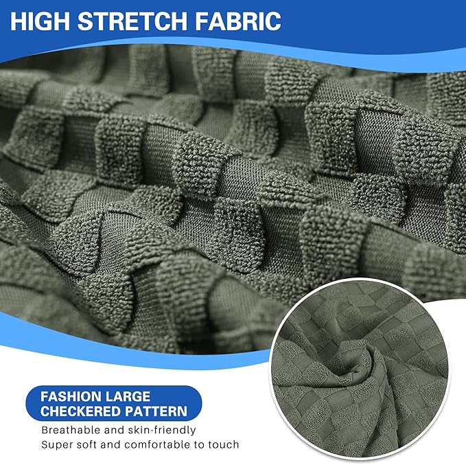 MAXIJIN Recliner Cover Slipcovers for Living Room 4 Pieces Stretch Jacquard Recliner Chair Cover Soft Fitted Recliner Protector with Elastic Bottom for Kids, Pets (Recliner, Army Green)