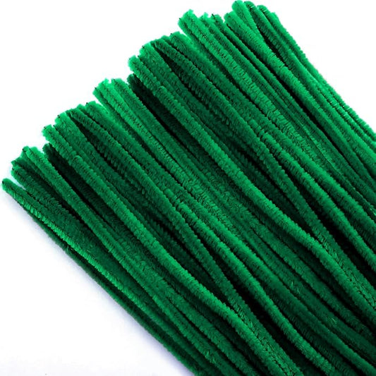 TOAOB 100pcs Pipe Cleaners Bulk Craft Supplies Green Chenille Stems 6mm x 12 Inch Fuzzy Pipe Cleaners for DIY Art Crafts Decorations