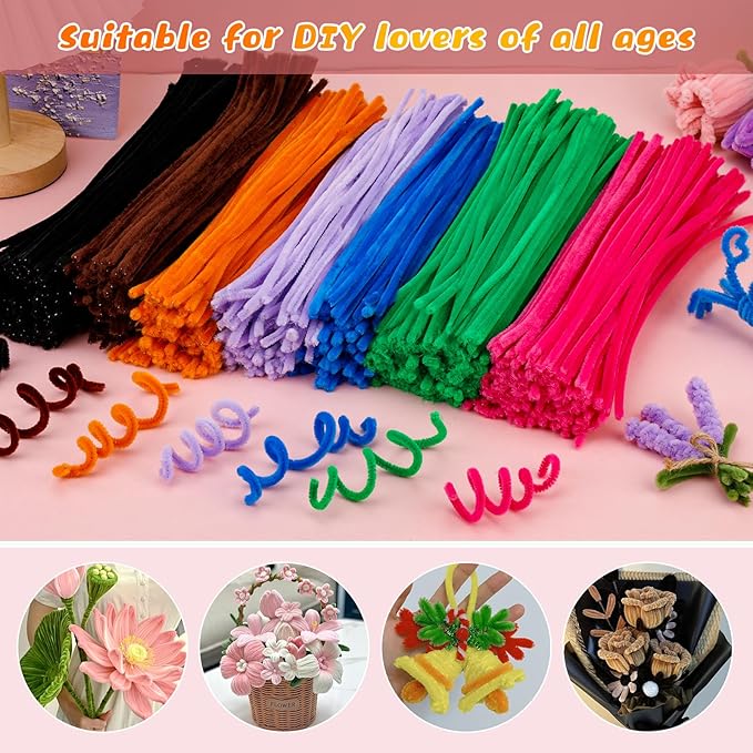 ZXIIXZ 100 Pcs Pipe Cleaners, Creative Chenille Stems Crafting Pipe Cleaners Bulk Craft Supplies for Festivals Flowers Art DIY Home Decorations/Dark Brown
