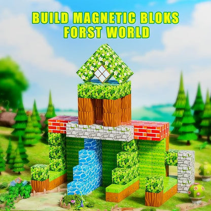120PCS Magnetic Blocks - Build Magnet World Edition, Magnetic Blocks for Kids Ages 3-5, 4-8, 8-12, Magnetic Toys for Boys & Girls, STEM Montessori Sensory Toys for Toddlers Gifts for 3+ Years Old