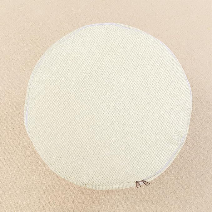 Sturdy Boucle Pouf Ottoman Foot Rest Nice Living Room Decor Lightweight Ottoman Pouf Filler Comfort Pouf Cover Modern Foam Stuffed Poof Perfect to Rest Your Feet No Need Assemble Ivory