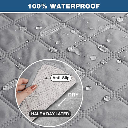 TAOCOCO Loveseat Recliner Cover Non-Slip Sofa Slipcover, Pet Cover for Loveseat Recliner with Elastic Straps, Washable Reclining Loveseat Cover Recliner Furniture Protector (2 Seater, Light Gray)