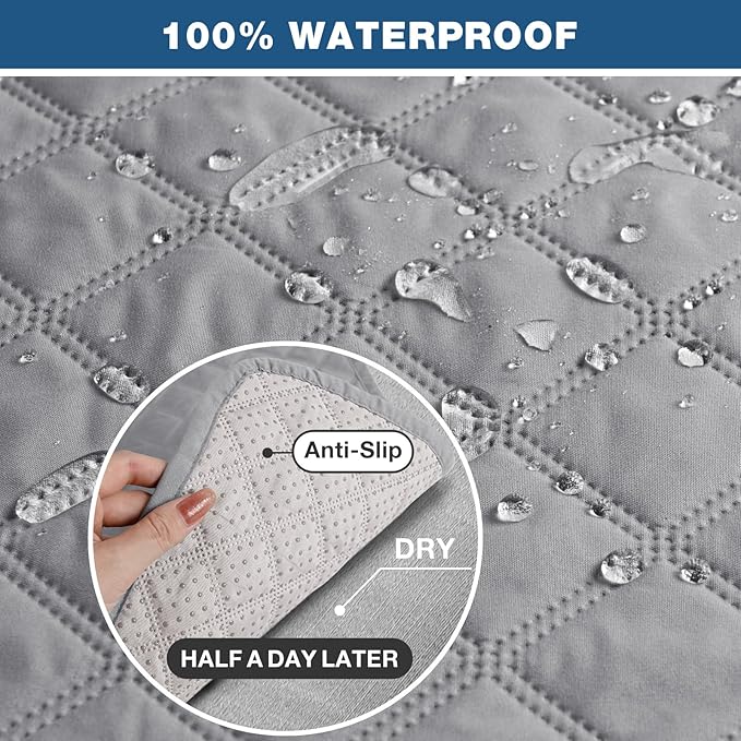 TAOCOCO Recliner Sofa Slipcover Couch Covers for 3 Cushion Couch, Pet Sofa Cover for 3 Seat Recliner Sofa, Washable Reclining Furniture Protector with Elastic Straps(3 Seater, Light Gray)