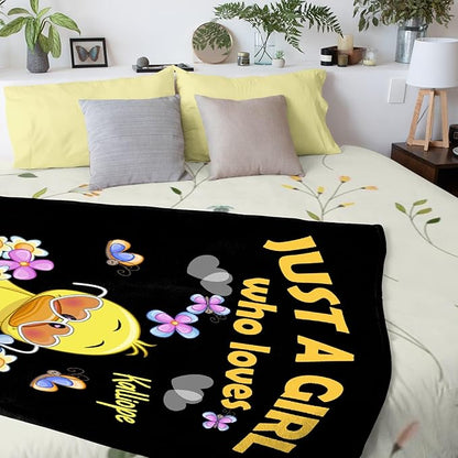 Custom Name Just a Girl loves Duck Adult duck Blanket Kids Funny Blanket Suitable for Bedroom bed sofa Crib Couch Chair outdoor All Season Items That Yellow Duck Lovers Will Love 60"x50"for Teens
