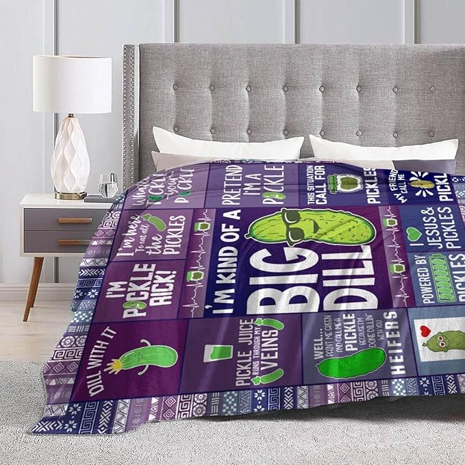 Pickle Blanket for Women Men, Cute Pickle Themed Design Printed Throw Blankets for Teens Adults Lap, Chair Sofa, Warm Soft Cozy Blanket, 50"x 60"