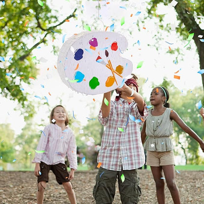 15.7 Inch Art Palette Piñata Small Paint Art Piñata with Piñata Stick Confetti Blindfold for Boys Girls Birthday Party Art Painting Party Favors Classroom Prizes Stocking Stuffers Paint Party Supplies