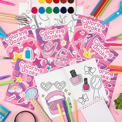 BZaber Pink Girl Coloring Books - 24Pcs Pink Princess Coloring Book for Girls Kid Bulk Including Cosmetics Cute Queen Pink Y2k Dress Party Cowgirl Party Supplies Birthday Gift Goodie Bag Filler