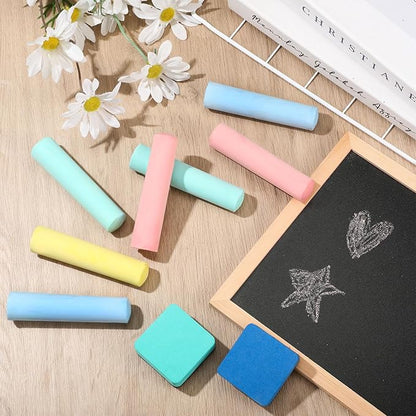 Fulmoon 40 Pcs Jumbo Sidewalk Chalk for Kids Outdoor Art Non Toxic Large Washable Street Chalk for Adults Drawing Painting Graffiti Classroom(Multicolor,Round Style)