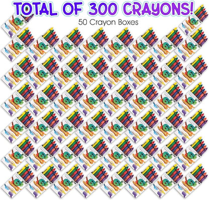 ArtCreativity Crayons Bulk Set - 300 Total Crayons - 50 Packs of 6 - Vibrant Colors for Kids & Classroom