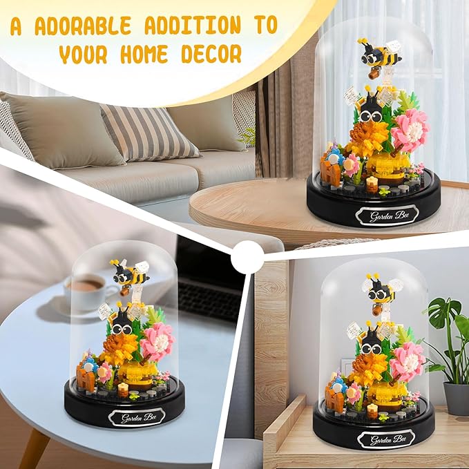 Topdear Flower Bouquet Building Set with LED String Light, Bee Flowers Botanical Collection, 588 Pcs Mini Bricks Building Blocks Toy for Boys Girls, Adults, Gift for Birthday, Christmas, Mother's Day