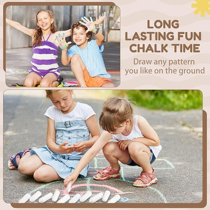 Fulmoon 40 Pcs Jumbo Sidewalk Chalk for Kids Outdoor Art Non Toxic Large Washable Street Chalk for Adults Drawing Painting Graffiti Classroom(White,Sharp Style)