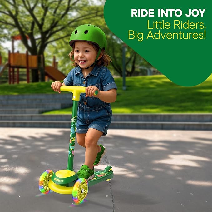 3 Wheel Scooter for Kids, Smooth Light Up LED Front Wheels, Wide Anti Slip Deck, Rear Foot Brake, Easy Lean to Steer Maneuvering, Indoor & Outdoor Ride On Toys for Ages 2 Up,