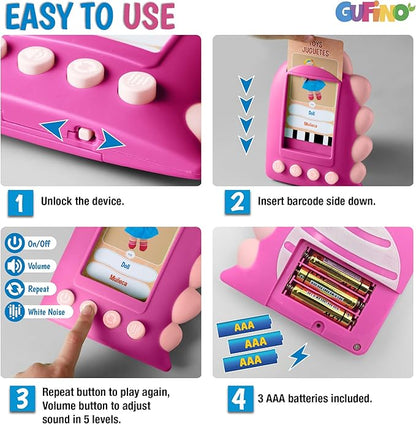 GUFINO Learning Toys for Toddlers 1-3 – Pink Bilingual Toys in Spanish and English with Sight Words Flash Cards 1st Grade and Older – Juguetes para Niñas de 3 Años. Early Language Development