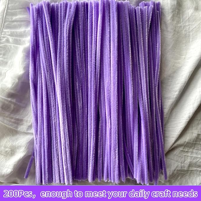 Qirimoi Purple Pipe Cleaners Craft Pipe Cleaners Bulk Pipecleaners Crafts Supplies，200Pcs Purple