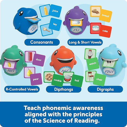 Learning Resources Say-a-Sound Sorting Sharks - Montessori Toys, Kindergarten Learning Activities, Phonemic Awareness Flash Cards, Dyslexia Tools for Kids, Speech Therapy Materials, Learn to Read
