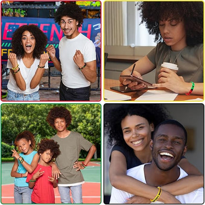 JUNEBRUSHS 42pcs Happy Black History Month Party Favors Silicone Bracelets Rubber Wristbands Accessories for Kids Adults African American Freedom Day Patriotic Party Decorations Gift Bag Fillers