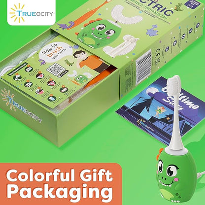 Trueocity Kids Toothbrushes U Shape, Kids Automatic Toothbrush, Toddler Toothbrush U Shaped, U Toothbrush Kids, Auto Toothbrush, Rechargeable Electric Brush Age 2+, Children's Toothbrush (Dinosaur)