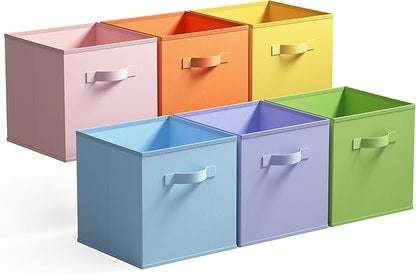 GRANNY SAYS 11x11 storage cubes for shelves, Rainbow-colored Storage Boxes for Cube Storage, 11-inch Cube Storage Bins for Organizing Clothes, Toys, and Books, Set of 6