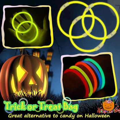 100 pk 8" Yellow Glow Sticks Bulk Party Favors, Light up Glow Necklaces & Bracelets in the Dark Party Supplies For Christmas Halloween Birthday Neon Party (100 * Yellow)