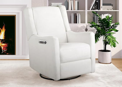 Delta Children Mercer Electronic Power Recliner and Swivel Glider with USB and Type-C Ports in LiveSmart Performance Fabric - Water Repellent & Stain Resistant, Pearl