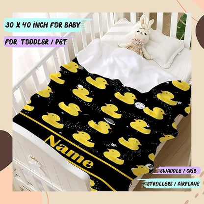 Custom Name Ruddy Duck Adult duck Blanket Kids Funny Blanket Suitable for Bedroom Living Room bed sofa Crib Couch Chair outdoor All Season Items That Yellow Duck Lovers Will Love 90”×120 ”for Family