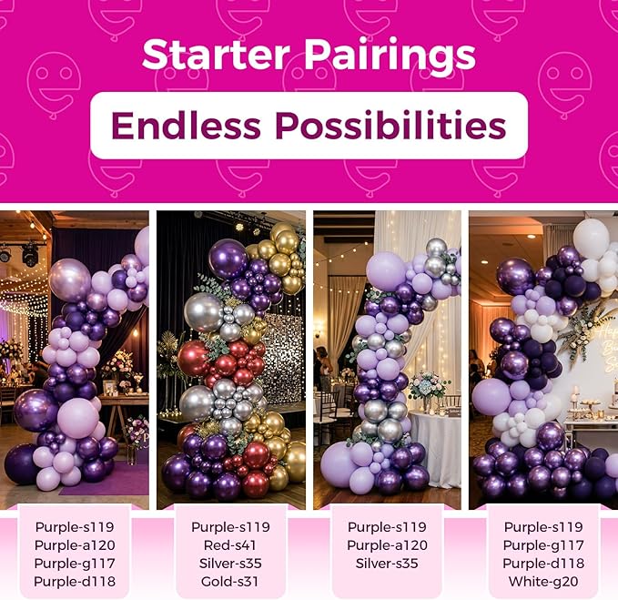 Bezente Metallic Purple Latex Party Balloons - 100 Pack 12 inch Round Helium Chrome Purple Balloons for Bachelorette Princess Wedding Engagement Birthday Party Decorations