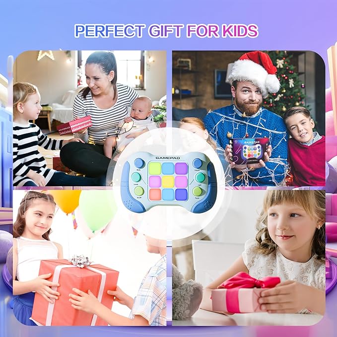 Christmas Fast Push Game Fidget Toys Handle, Upgraded Flashing Quick Press Games Pro for Kids, Speed Push Light Up Fidget Game, Educational Handheld Console Gamepad Toy for Boys, Girls