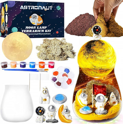 Astronaut Terrarium Kit for Kids with DIY Moon Lamp - Light Up Themed Craft Kit for Kids Ages 4-12 - Creative Birthday Gift Idea Educational Space Toys for Boys & Girls Ages 4 5 6 7 8-12 Year Old