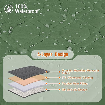 VANSOFY 100% Waterproof Recliner Chair Covers, Recliner Cover Non-Slip Dog Chair Cover Furniture Protector Washable Slipcover with Pocket, Elastic Straps for Pets, Dogs(Vine Green, 23.6")