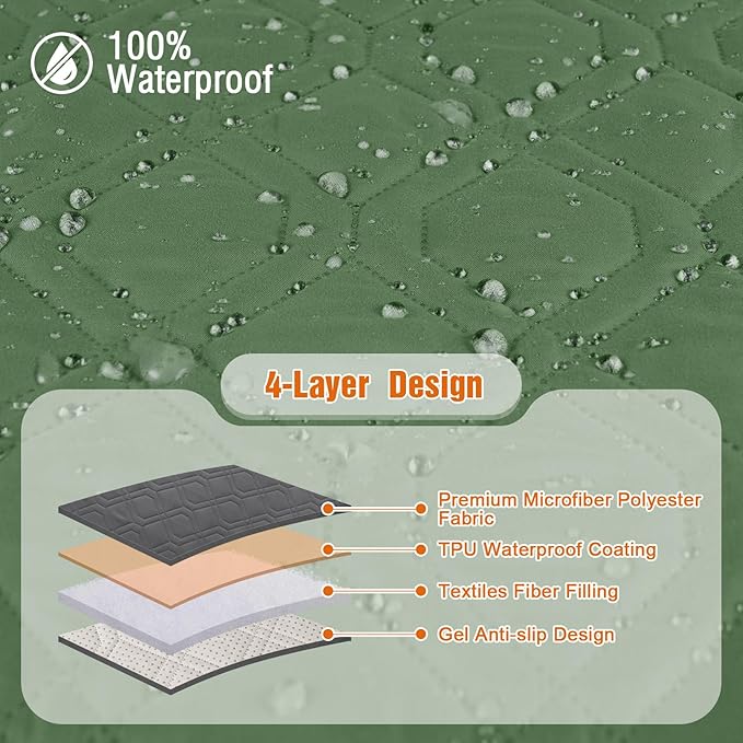 VANSOFY 100% Waterproof Recliner Chair Covers, Recliner Cover Non-Slip Dog Chair Cover Furniture Protector Washable Slipcover with Pocket, Elastic Straps for Pets, Dogs(Vine Green, 28")