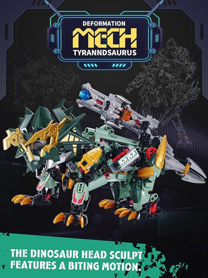 Dinosaurs Sets Mech Transform Triceratops 2-in-1 Building Blocks, Robot Transforming Toys Action Figures Building Kits Model, Birthday for Boys, Adult Age 8-12 (Triceratops)
