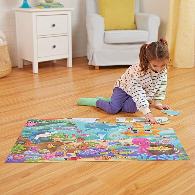 B. Toys – Floor Puzzle – 48-Piece Underwater Puzzle – Large 2 x 3 Feet Jigsaw Puzzle for Kids – Sea Animals, Submarine, Treasures – 3 Years + – Gigantic Jigsaw - Under The Sea