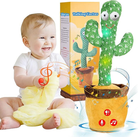 Dancing Talking Cactus Baby Toys, Easter Gifts/Easter Basket Stuffers for Kids, Singing Mimicking Recording Toys Repeats What You Say, Comes with English Songs Talking Musical Toy (Non-Rechargeable)