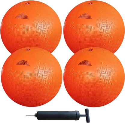 AppleRound 8.5-inch Dodgeball Playground Balls, Pack of 4 Balls with 1 Pump, Official Size for Dodge Ball, Handball, Camps and Schools