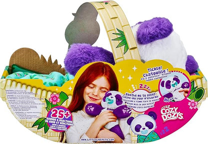 Little Live Pets WODJ4 Cozy Dozys: Petals The Panda | Interactive Plush Toy Panda. 25+ Sounds and Reactions. Magical Eye Movement. Blanket, Pacifier for Kids Ages 4+, Multicolor (26400)