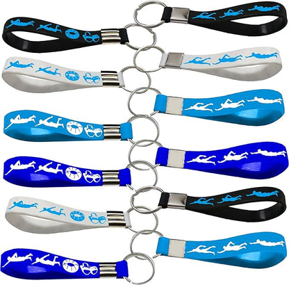 24PCS Swimming Rubber Bracelets Keychains Party Favors-Sport Themed Silicone Bracelets Party Supplies Swimming Action Themed Birthday Baby Shower Party Decorations