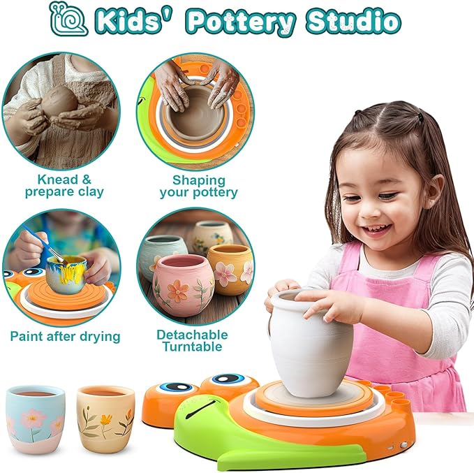 Pottery Wheel for Kids, Birthday Christmas Gifts Toys for Boy Girls Age 6 7 8 9 10 11 12